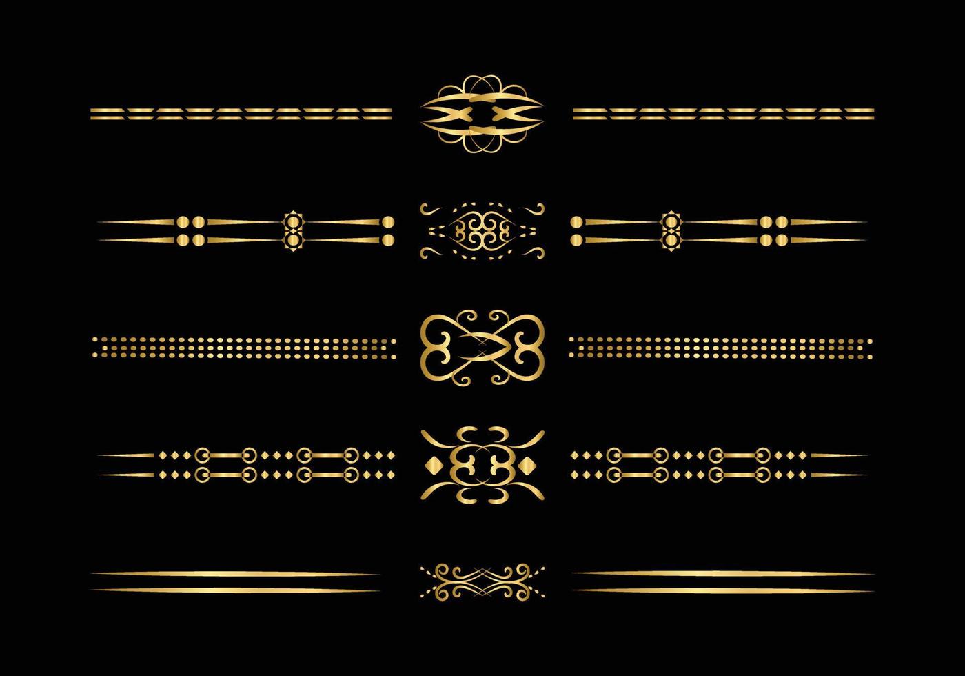 Luxury golden and retro dividers set. Calligraphic design elements vector. vector