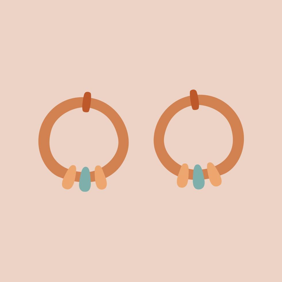 Boho golden earrings vector