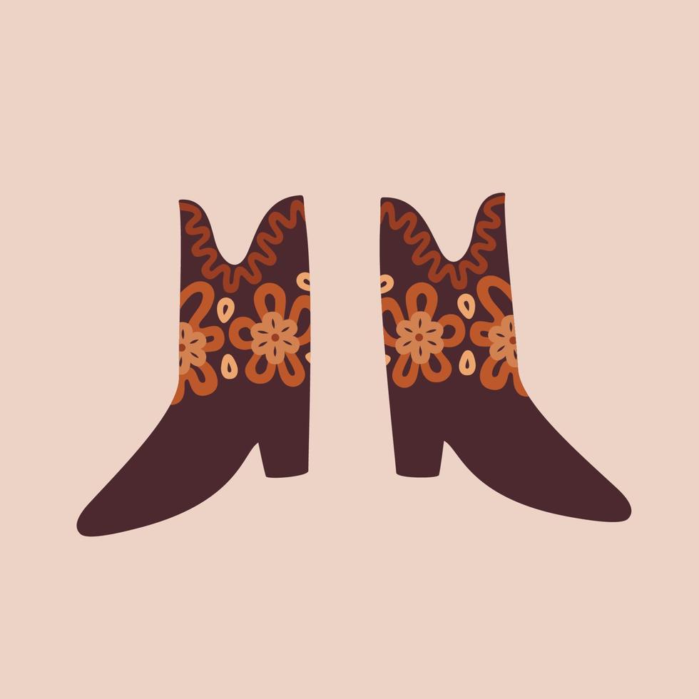 Boho cowboy boots vector