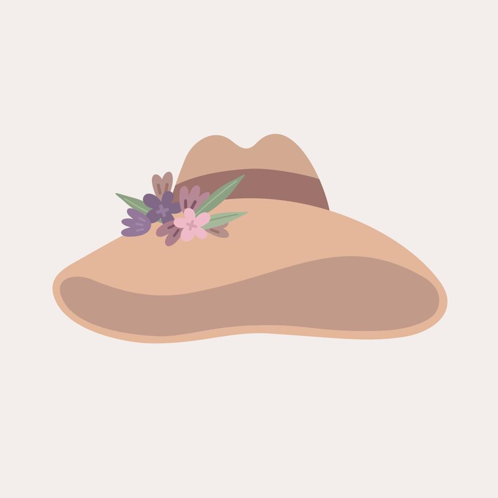 sombrero beige con flores vector