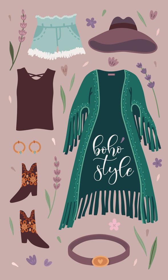 Boho outfit collection vector