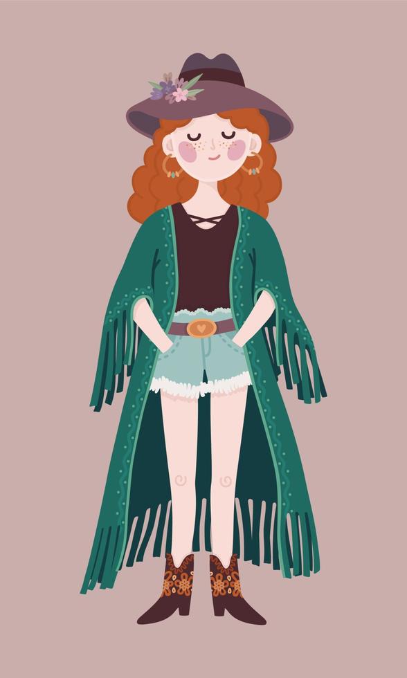 traje boho chica vector