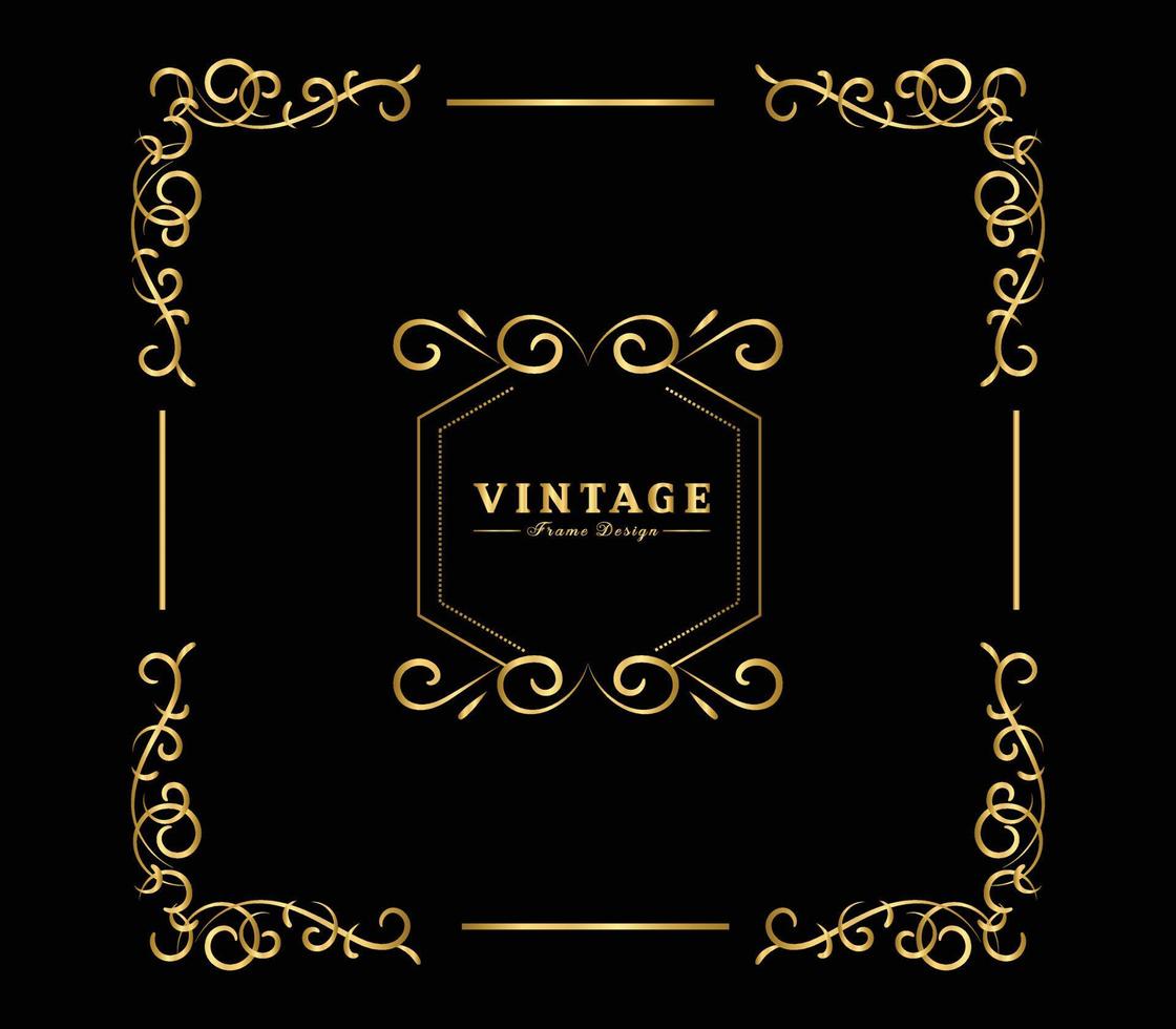 vintage florecer ornamento marco vector oro color para banner, papel tapiz, tarjeta de invitación