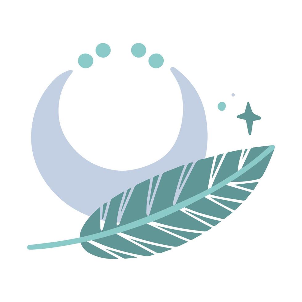 Boho elements set with moon and stars. vector
