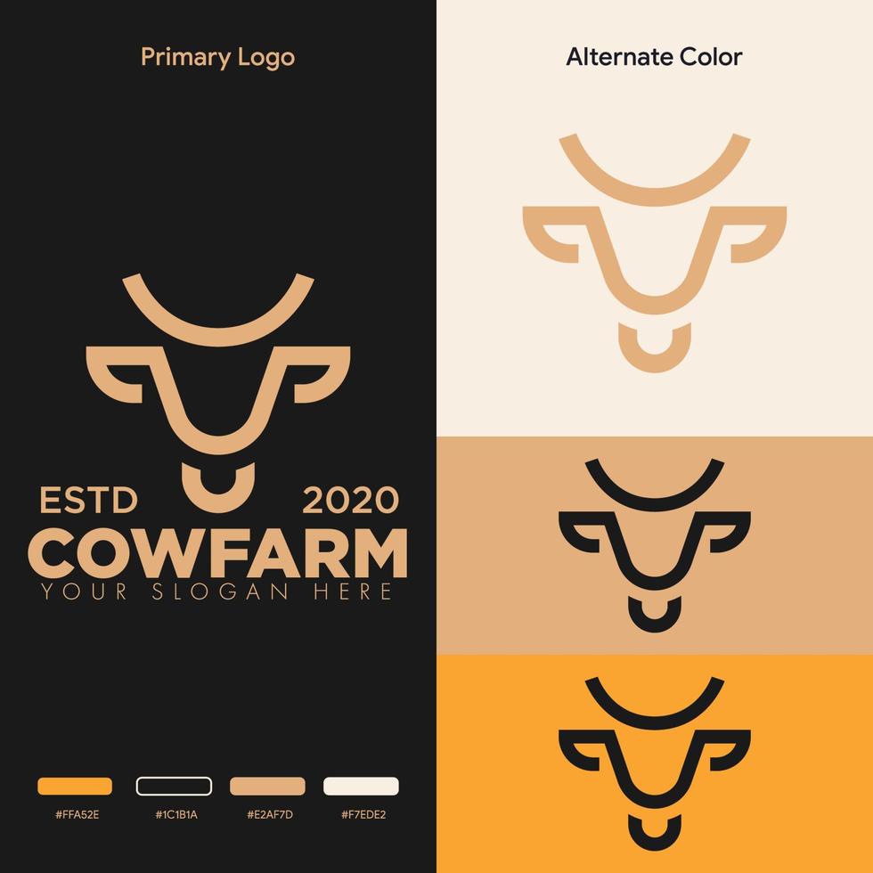 diseño de logotipo de cabeza de vaca minimalista simple vector