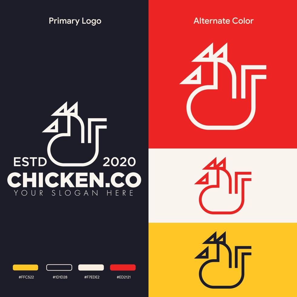 minimalist simple chicken logo design vector