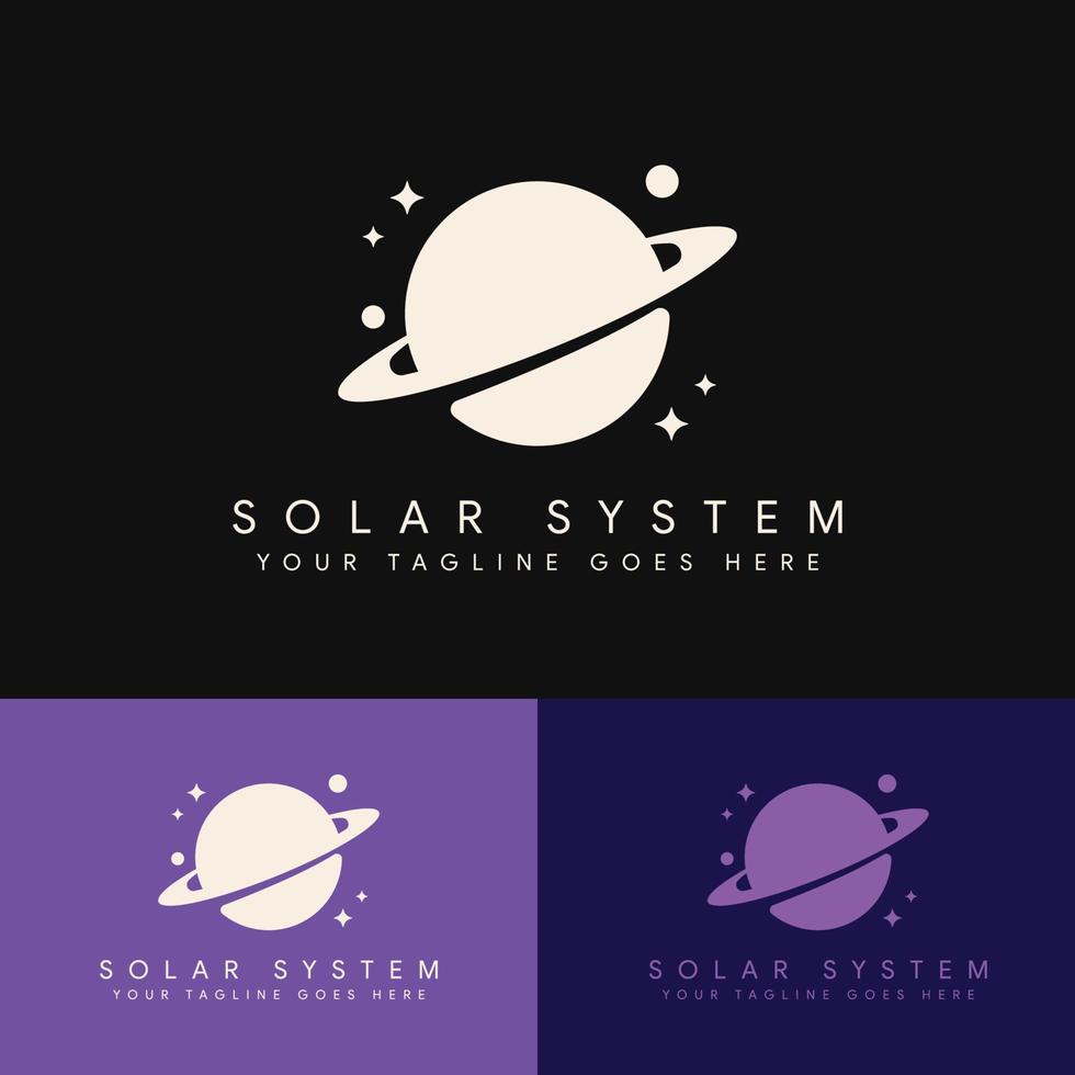 simple minimalist planet galaxy logo design vector