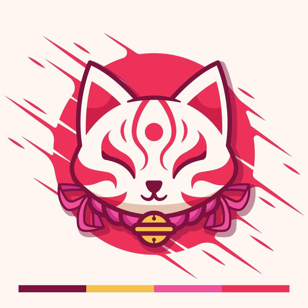 kitsune traditional japanese mask illustration vector