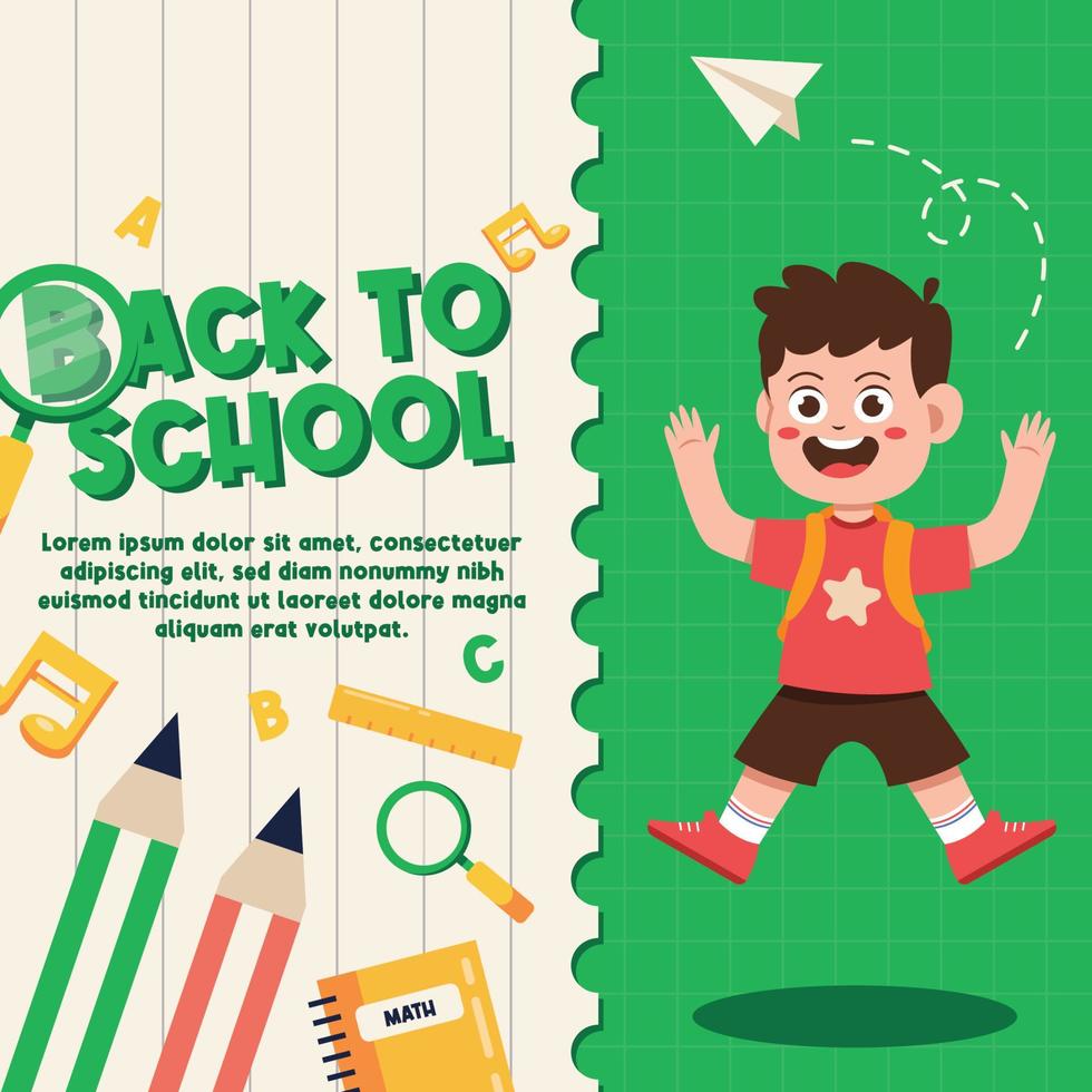 fun and cute back to school social media banner in flat design vector