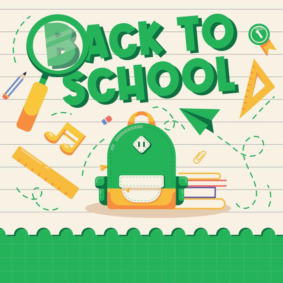 fun and cute back to school social media banner in flat design vector
