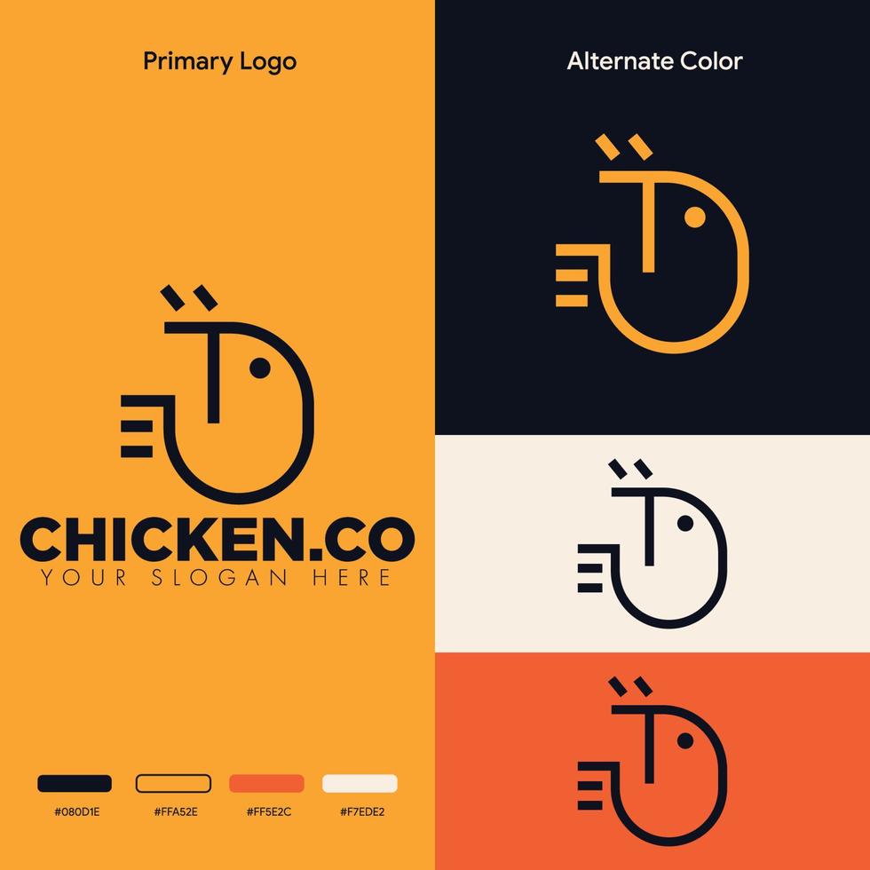 minimalist simple chicken logo design vector