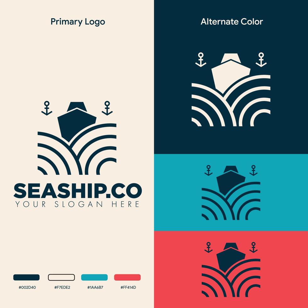 diseño de logotipo de barco de barco de océano minimalista simple vector