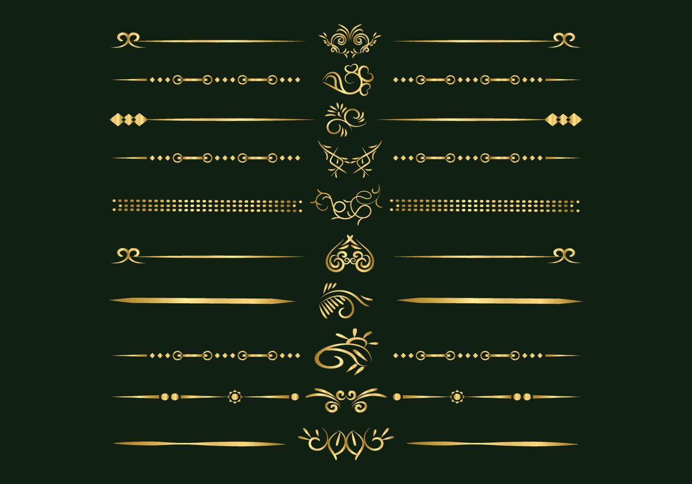 Luxury golden and retro dividers set. Calligraphic design elements vector. vector