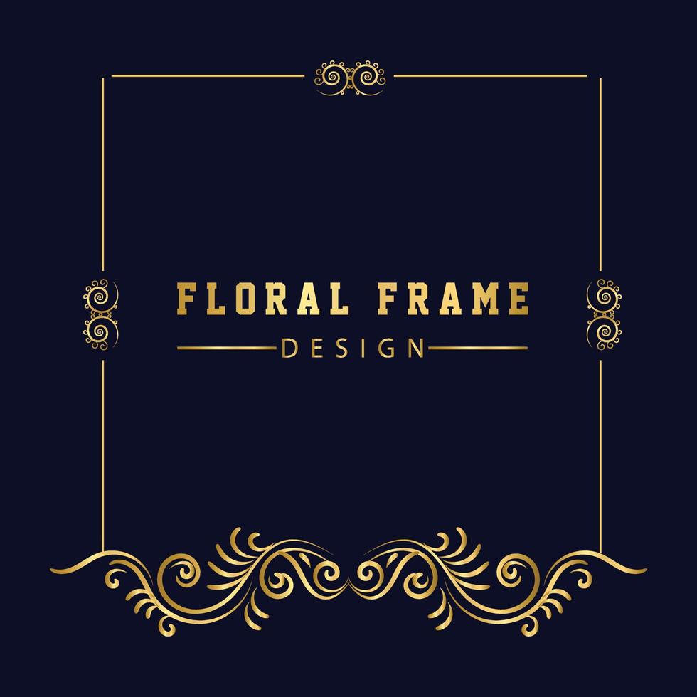 Vintage flourish ornament frame vector gold color for banner, wallpaper, invitation card