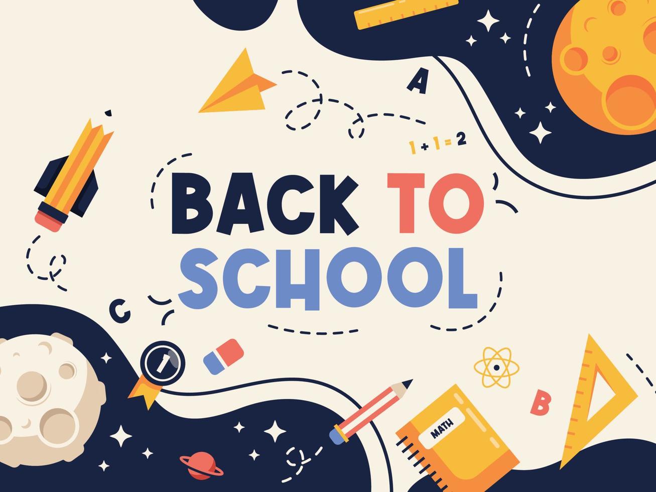 back to school flat design illustration banner vector