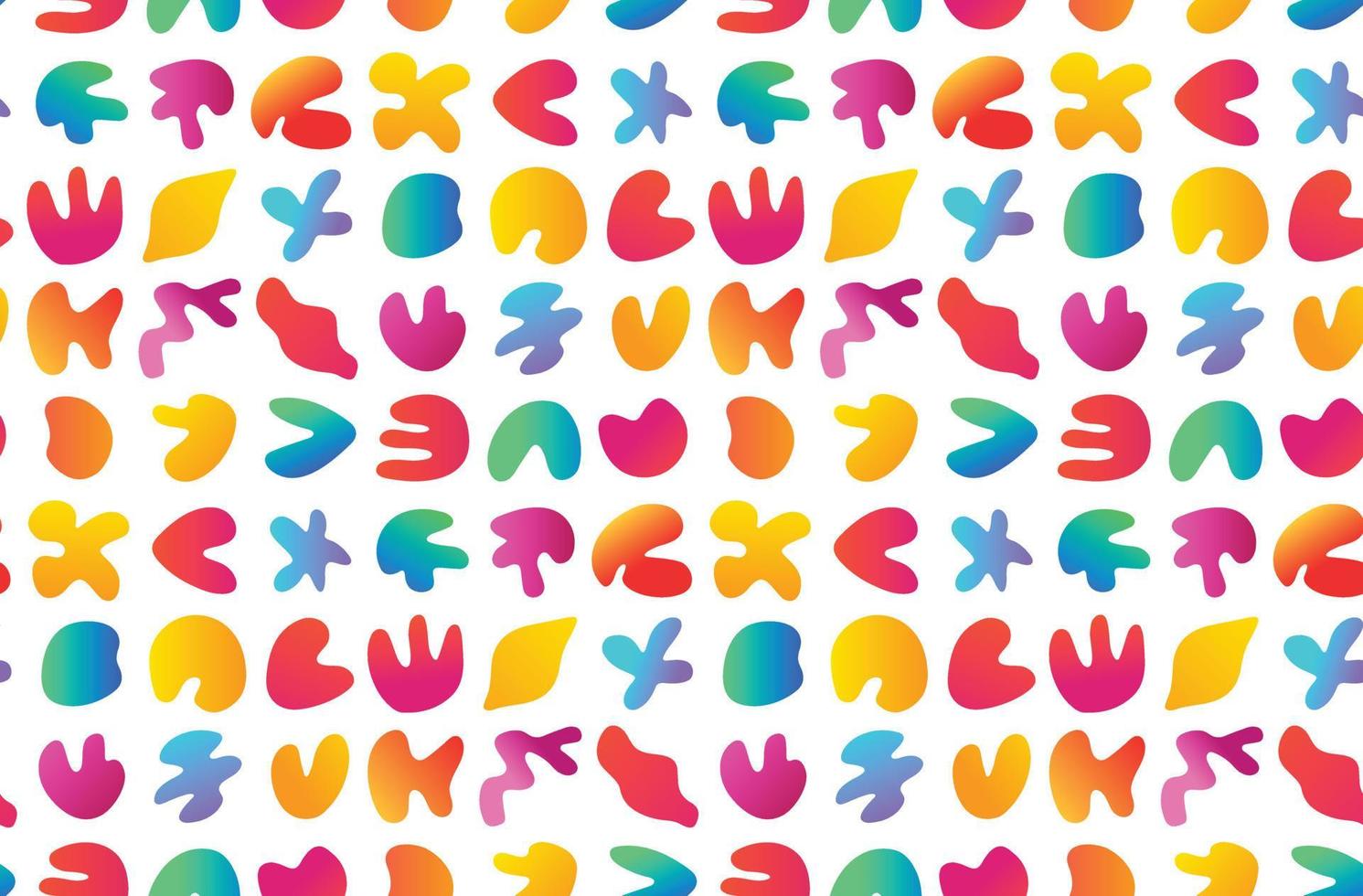 Seamless pattern background with simple colorful organic shapes, liquid gradient stains. Geometric irregular figures silhouette backdrop. Abstract fluid frame design. vector