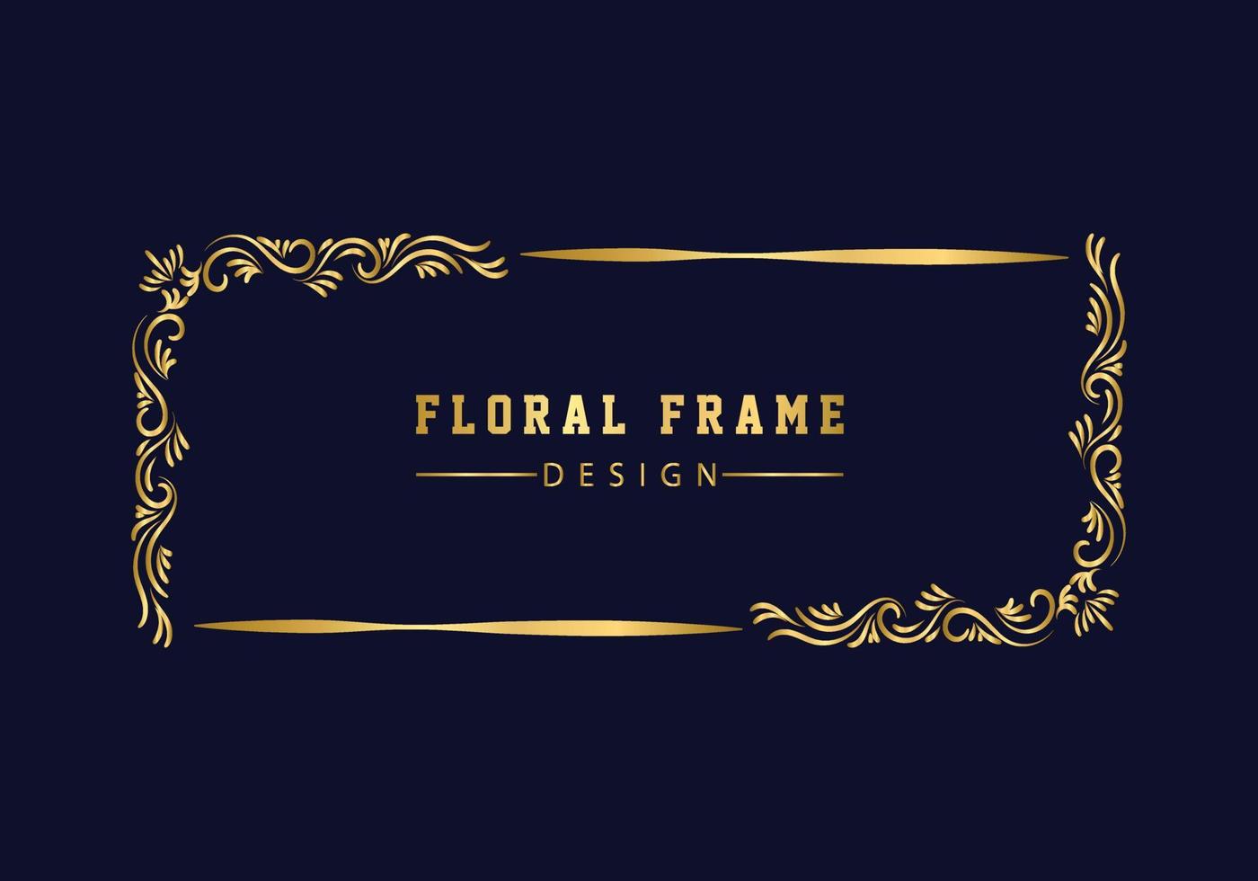 marco de lujo floral decorativo dorado. patrón retro floral. vector