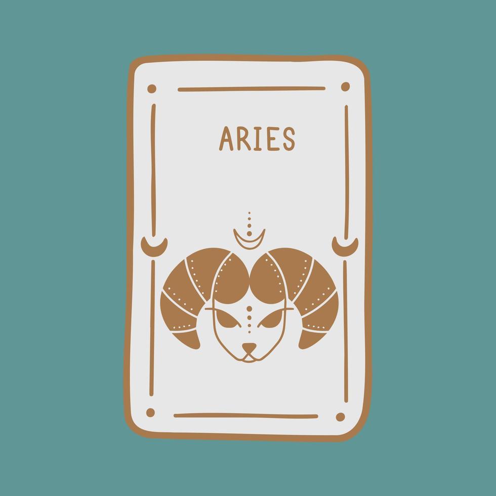 Symbol sign with inscription. Aries. Vector image of zodiac sign for astrology and horoscopes.