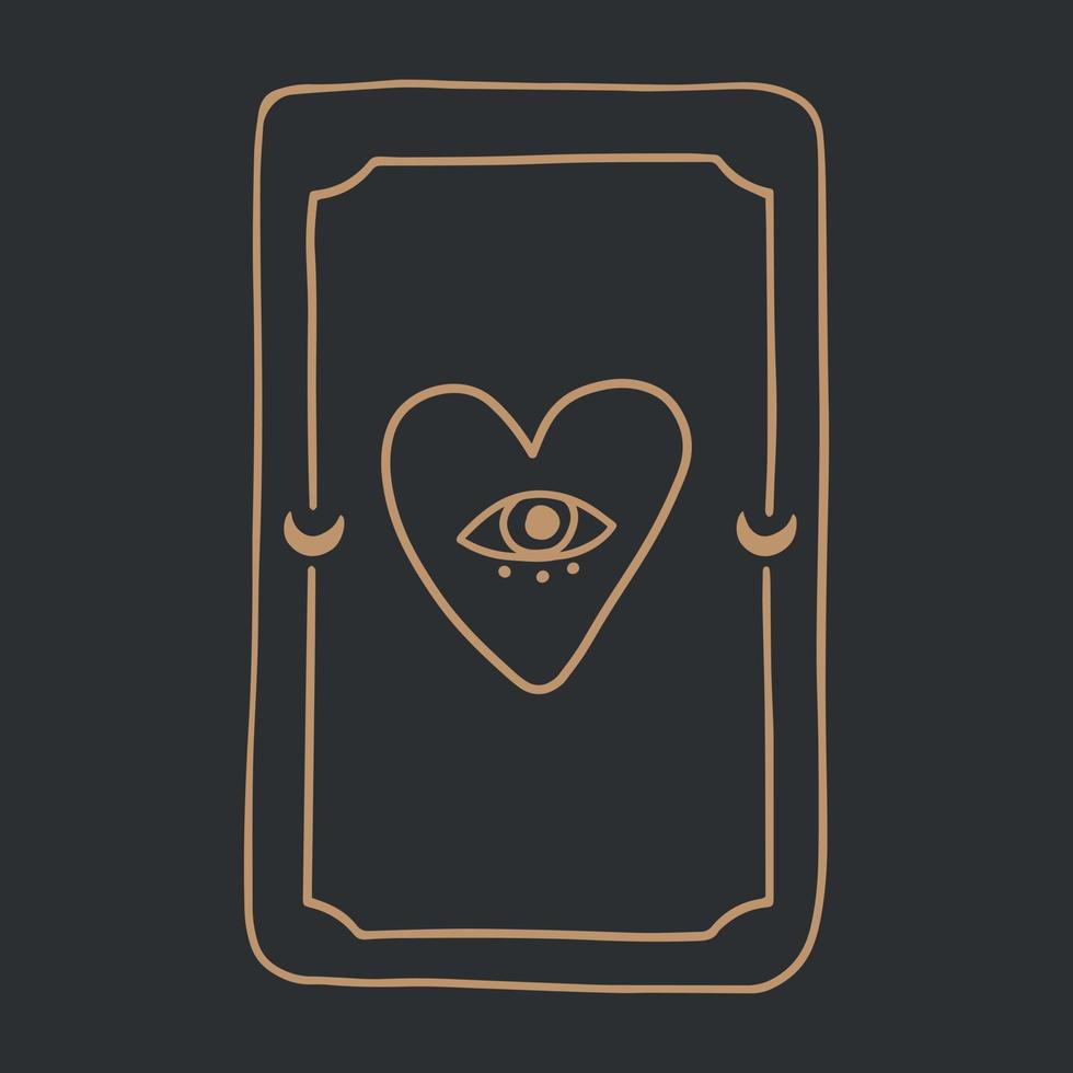 Fondo de vector de cubierta de tarot mágico con corazón y ojo oculto y concepto de adivinación.