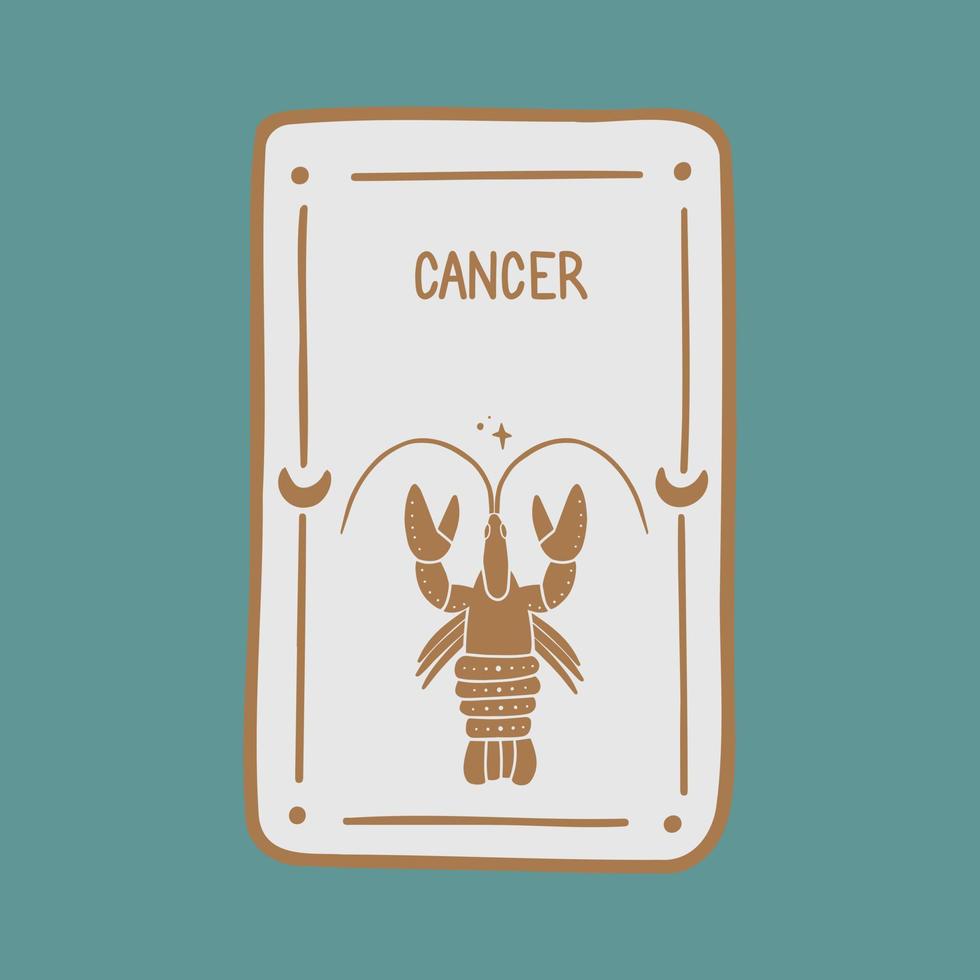 Symbol sign with inscription. Cancer. Vector image of zodiac sign for astrology and horoscopes.