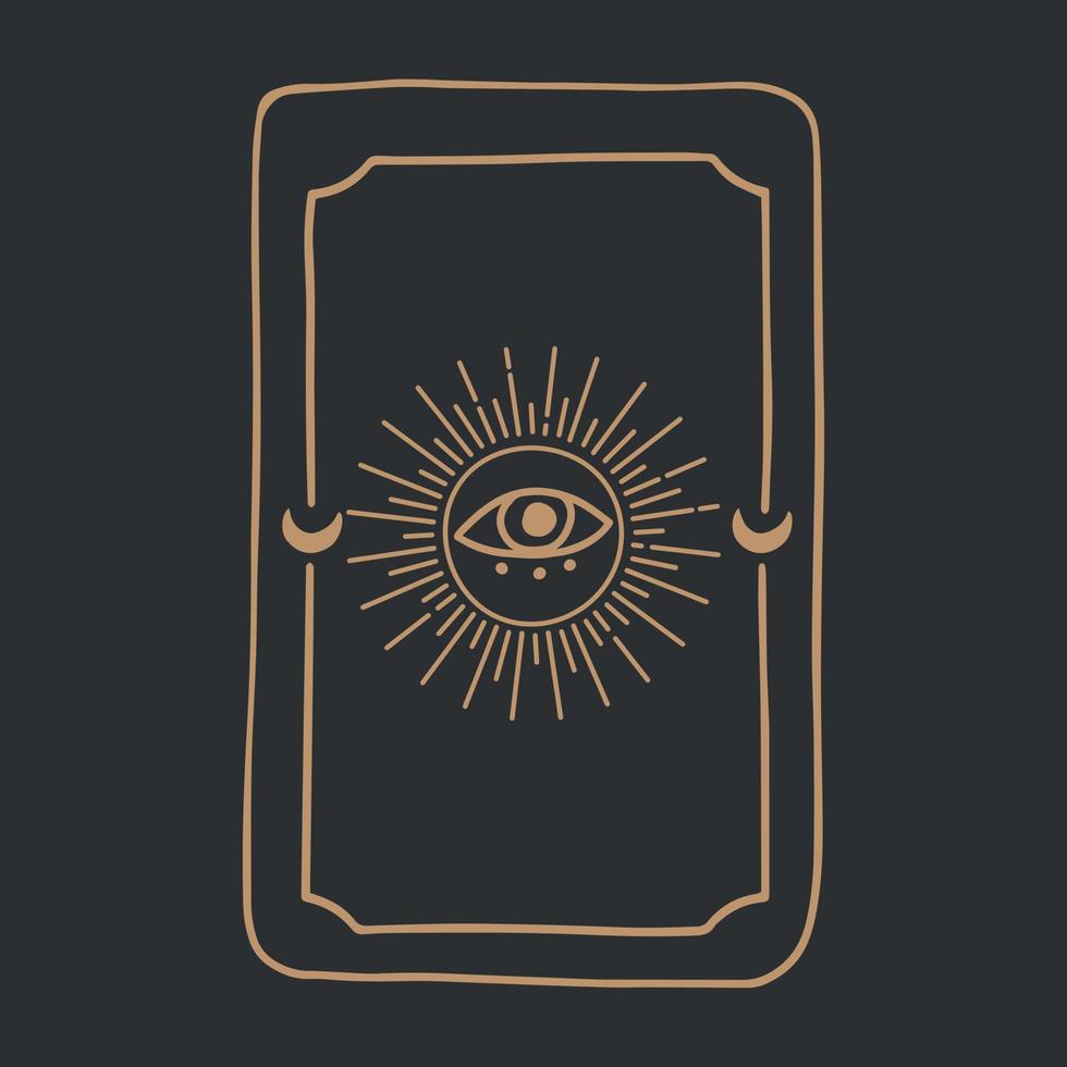 Fondo de vector de cubierta de tarot mágico con sol y ojo. concepto oculto y de adivinación.