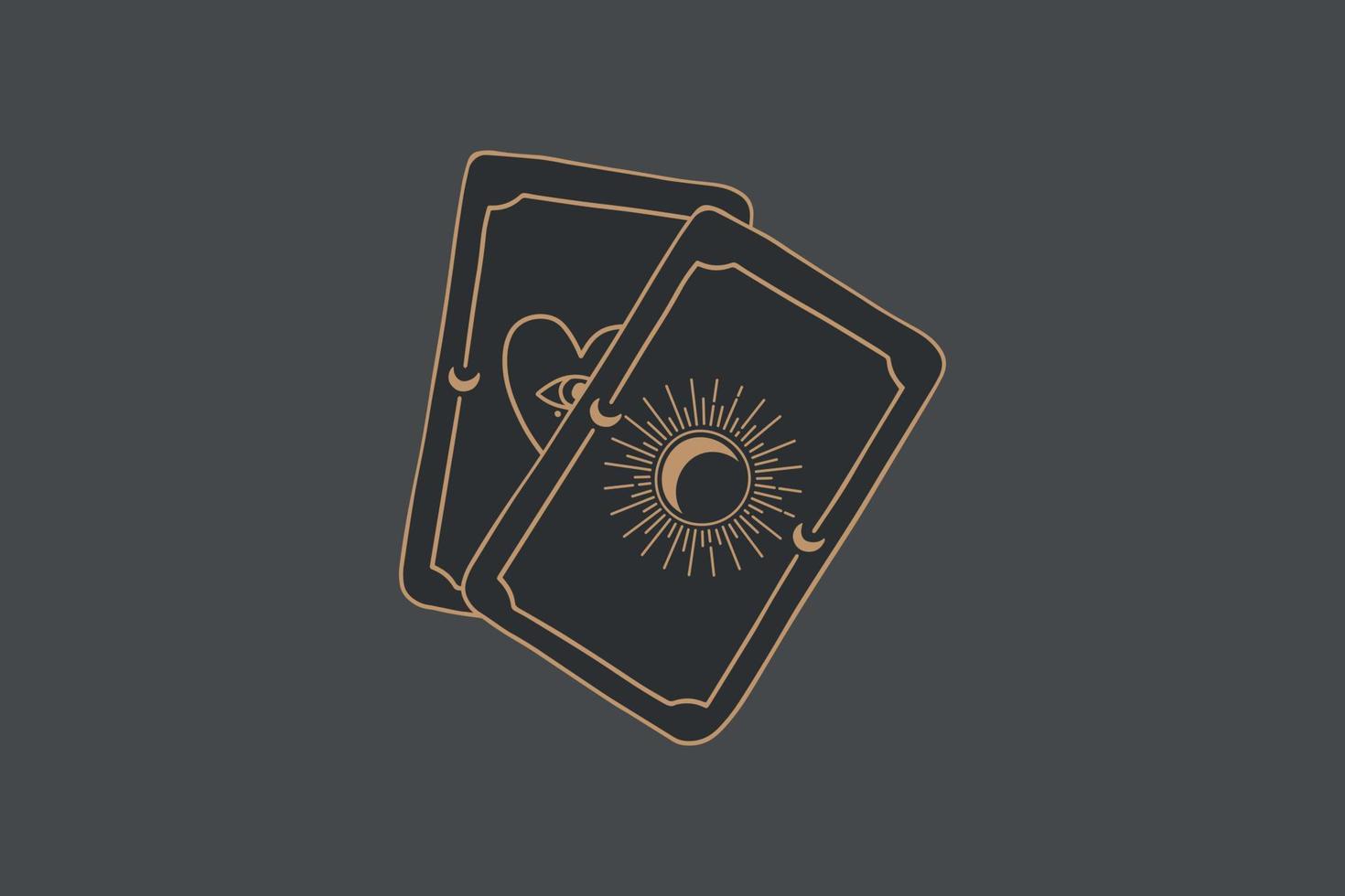 Magic Tarot deck vector background with major arcana the moon, sun, heart. Occult and fortune telling concept.