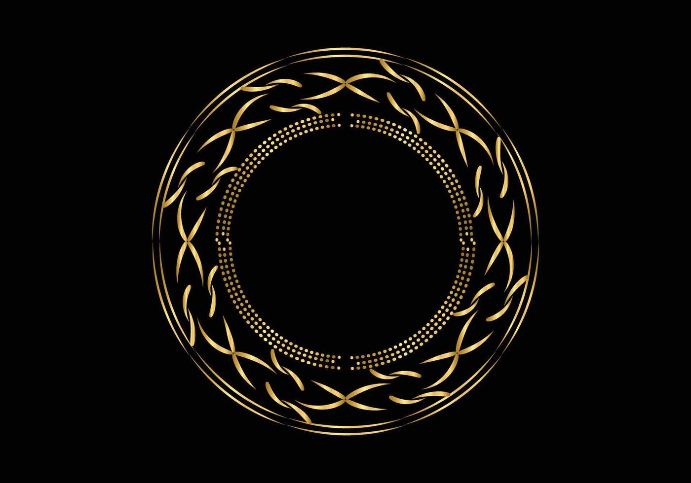 Golden Decorative round frame for design with floral ornament. A