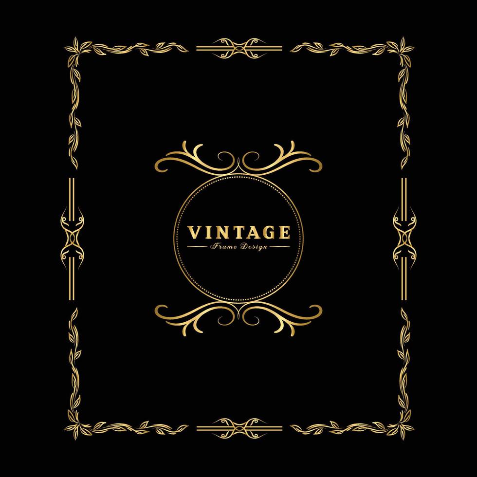 vintage florecer ornamento marco vector oro color para banner, papel tapiz, tarjeta de invitación