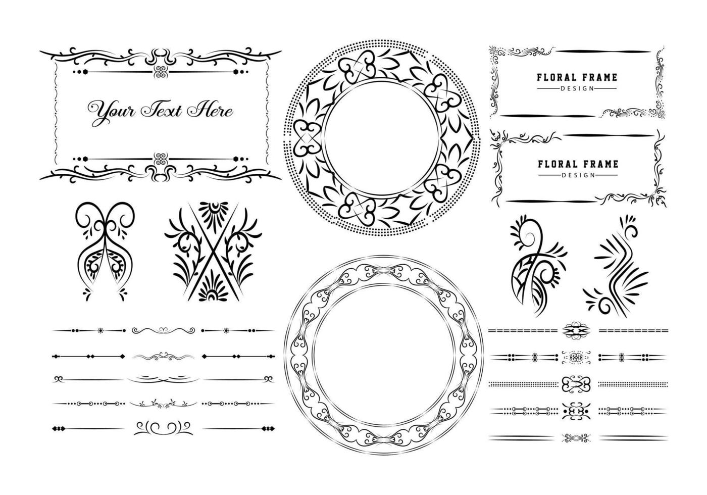 Vintage frames, dividers mega set isolated on white. Calligraphic design elements. vector