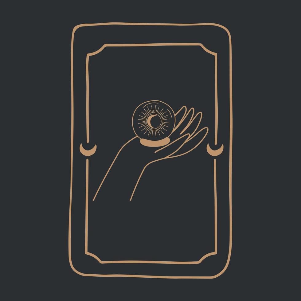 Magic Tarot deck vector background with hand with magic ball Occult and fortune telling concept.