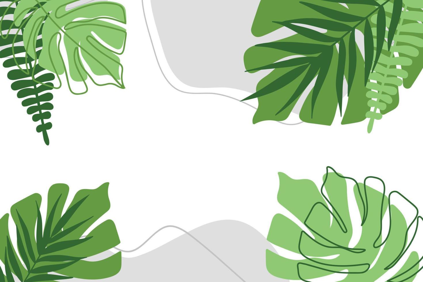 Background with hand drawn leaves frame and abstract shapes vector