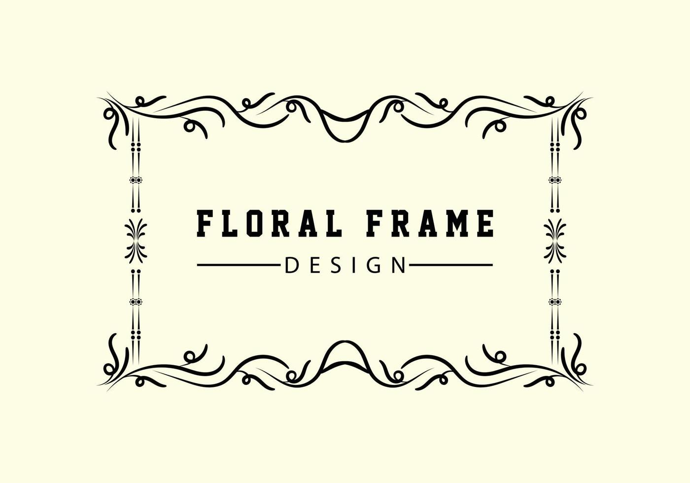 Elegant decorative black floral frame design free vector