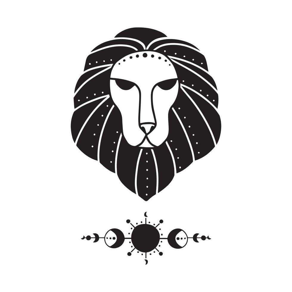 Symbol sign with inscription. Leo. Vector image of zodiac sign for astrology and horoscopes.