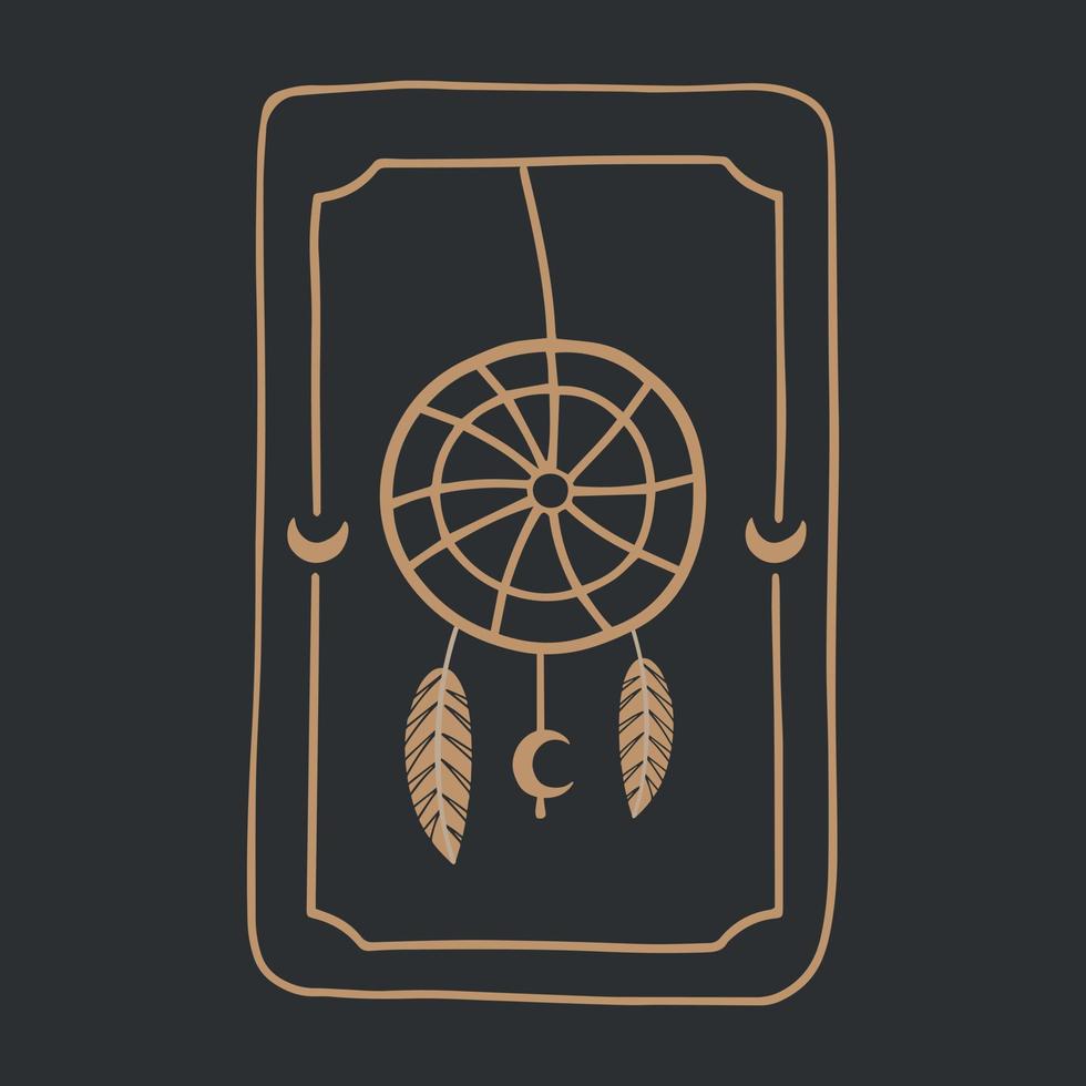 Magic Tarot deck vector background with dreamcatcher Occult and fortune telling concept.