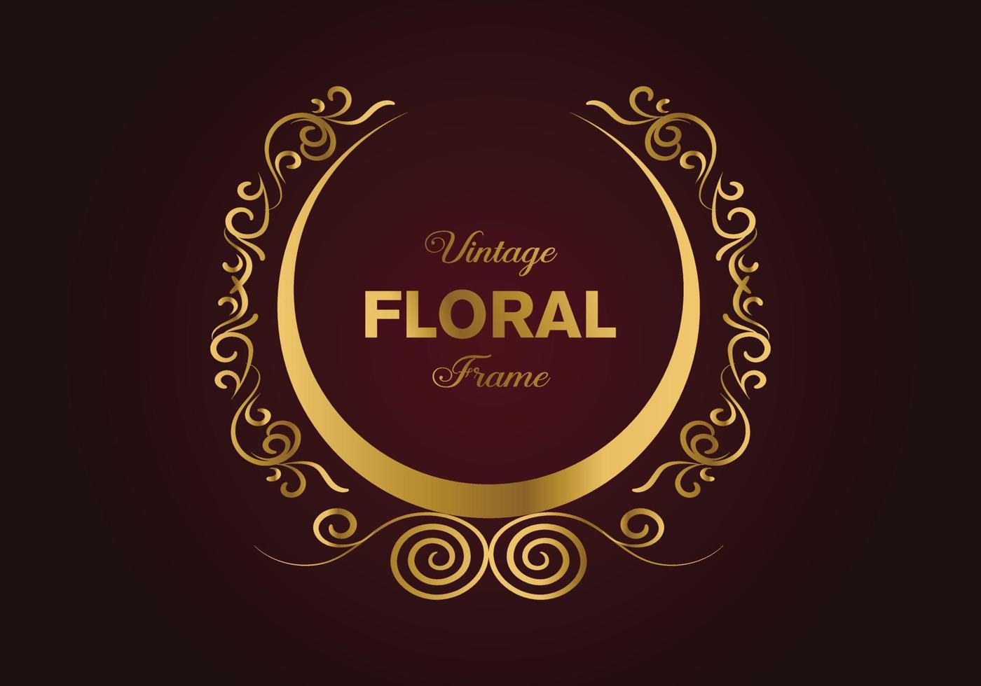 hermoso diseño de marco elegante floral dorado circular. ilustración libre. vector