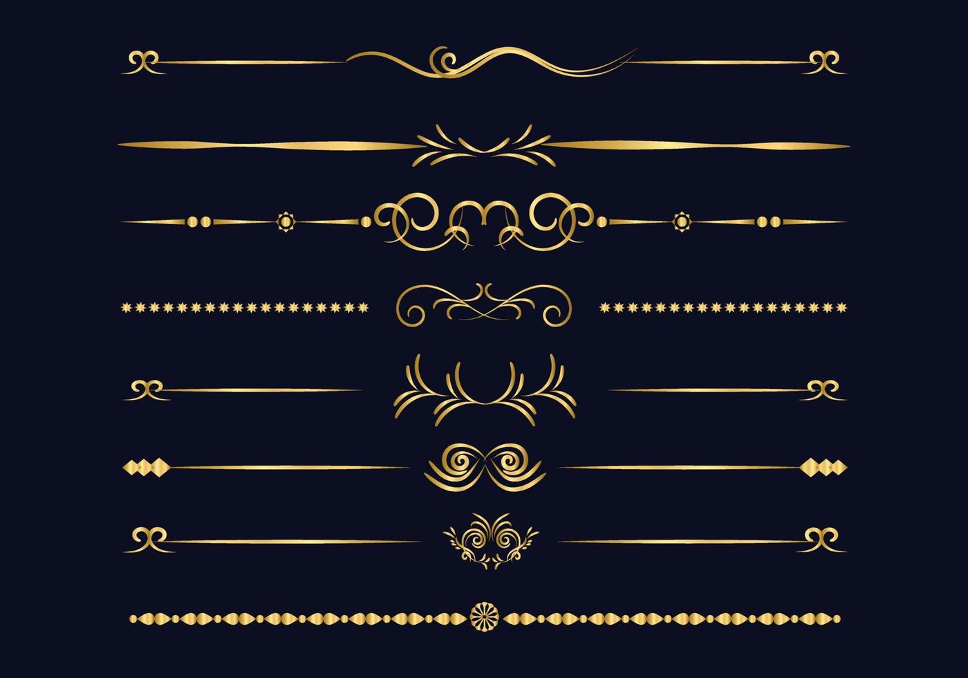 Luxury golden and retro dividers set. Calligraphic design elements vector. vector