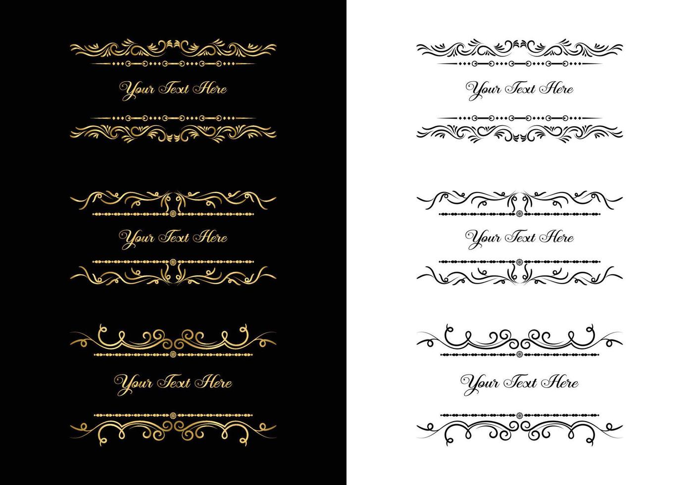 Vintage calligraphic vignettes and dividers, Vintage ornamental dividers, Hand drew decorative borders in retro style for greeting cards, banners, retro parties, wedding invitations, menus, postcards. vector