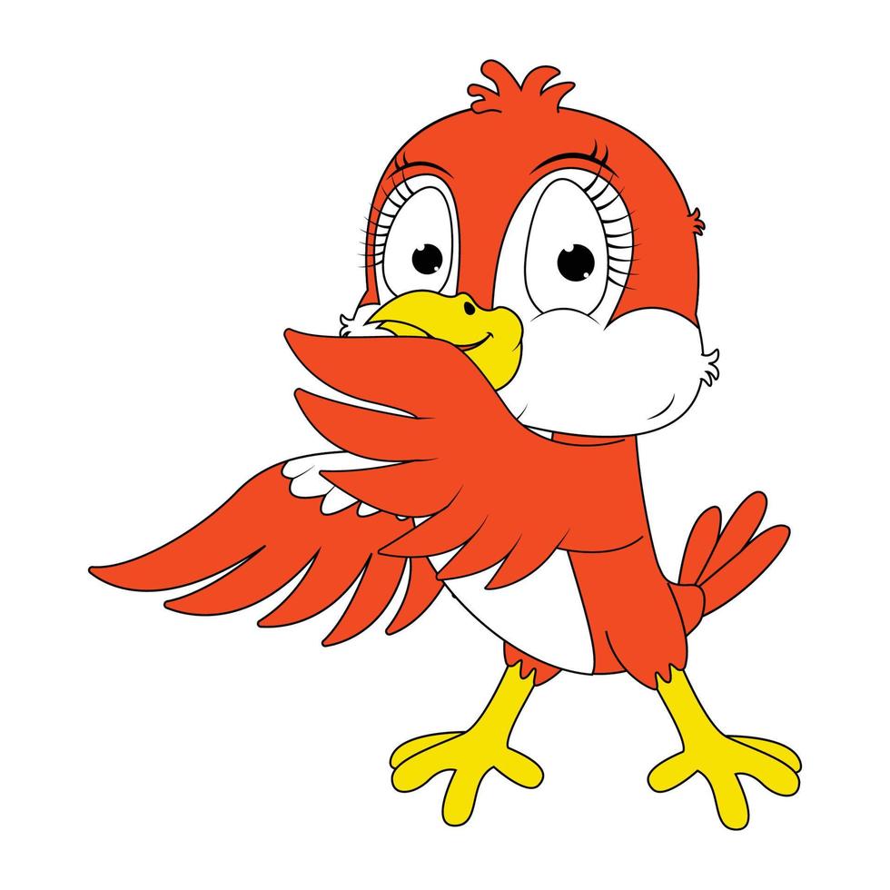 lindo gráfico de dibujos animados de animales de pájaro rojo vector