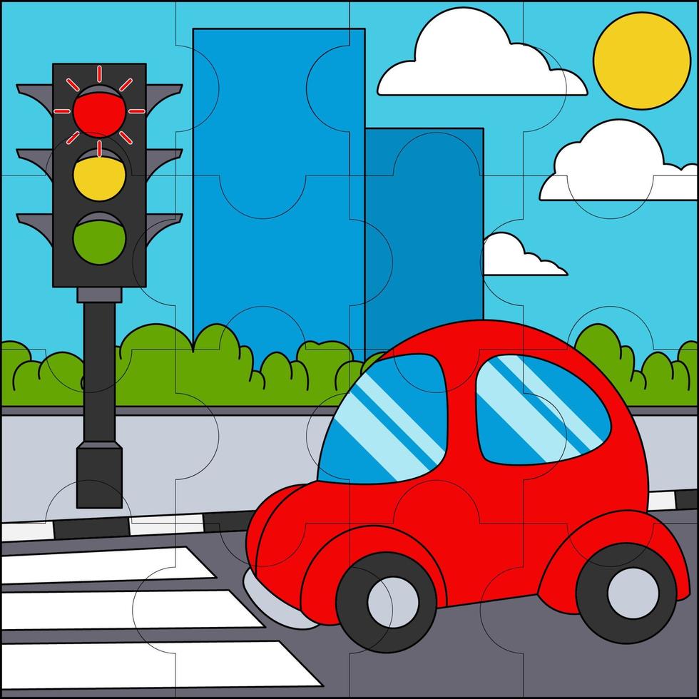 coche en la carretera adecuado para la ilustración de vector de página de color de los niños