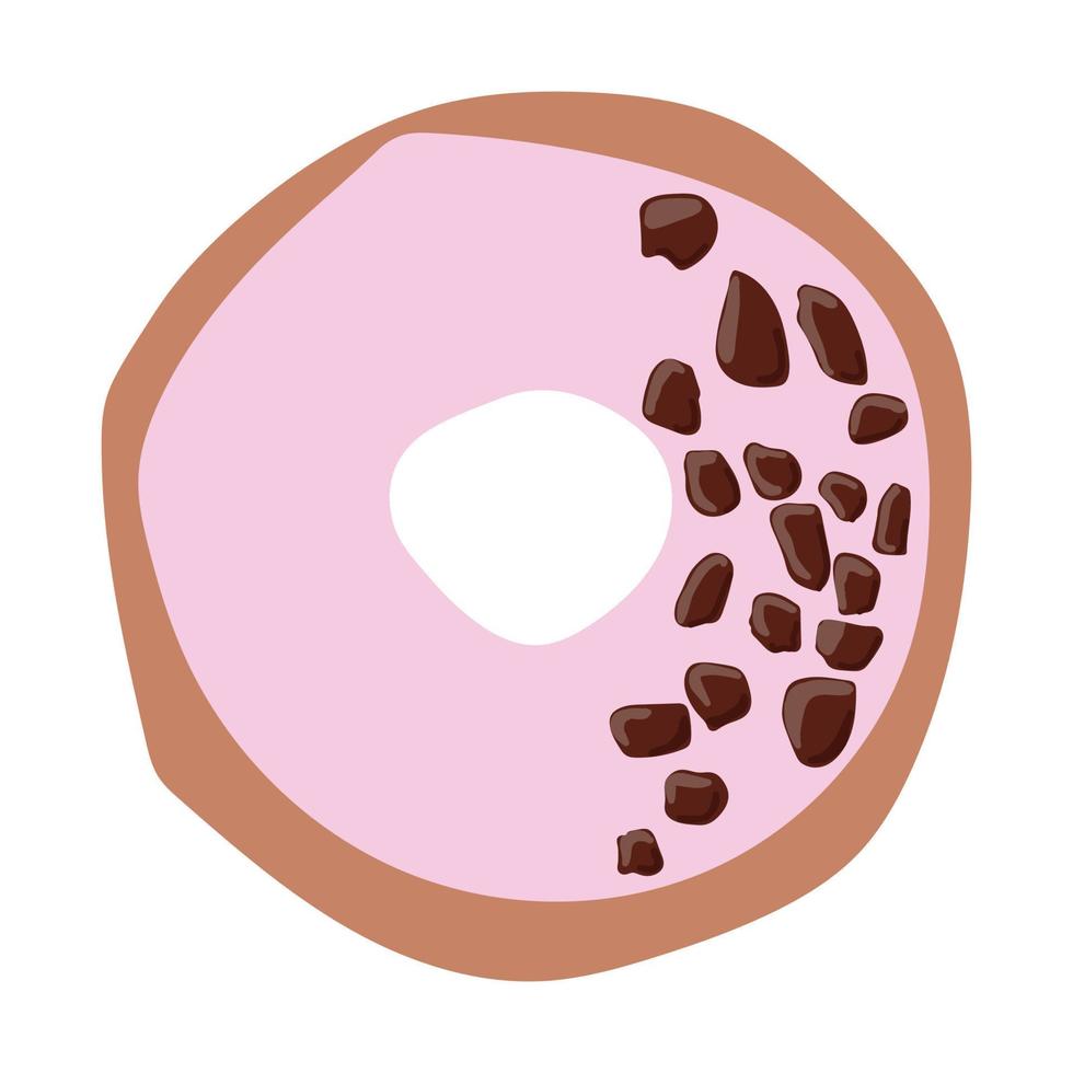 donut with pink icing donut icon, vector illustration.