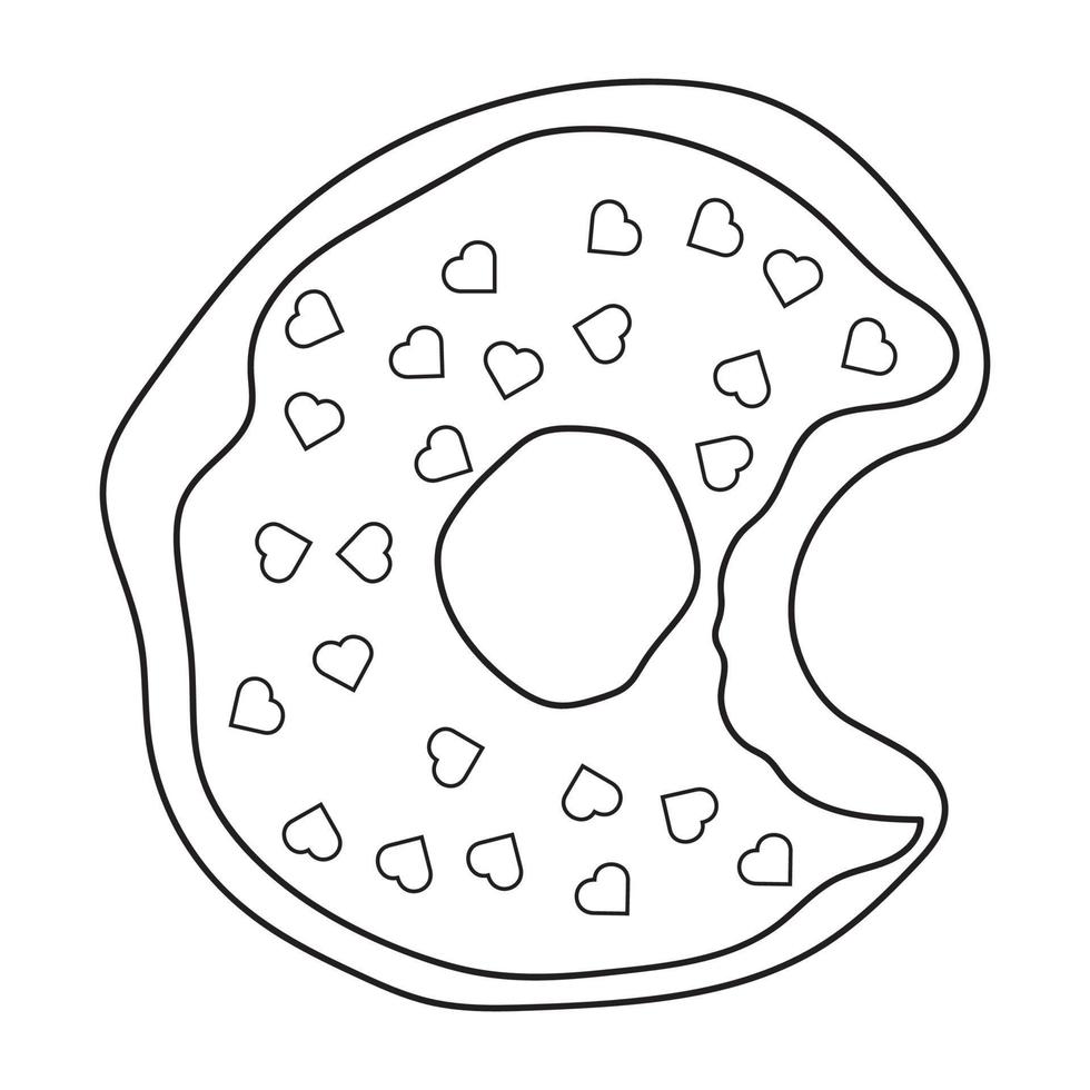 Doodle donuts. Coloring book for children and adults. Outline vector illustration.