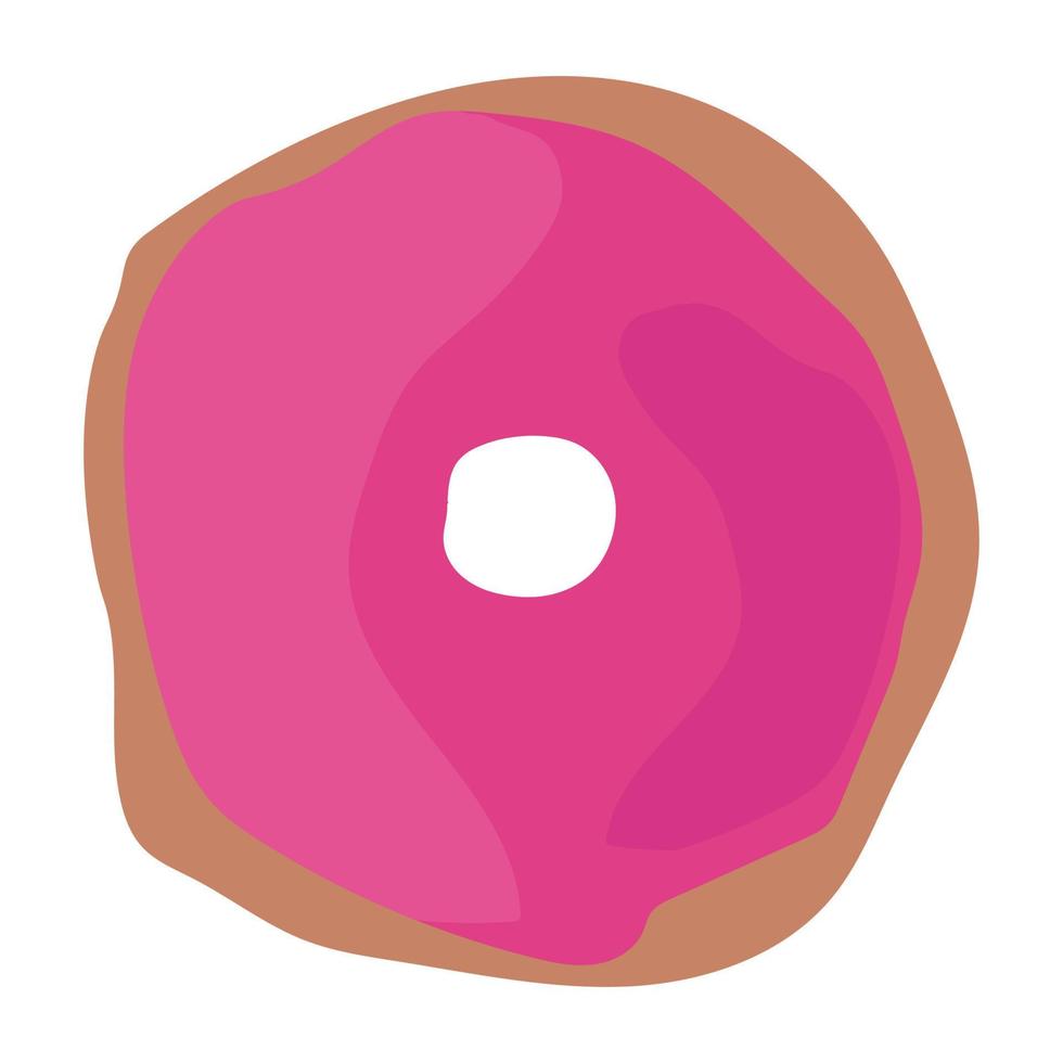 donut with pink icing donut icon, vector illustration.