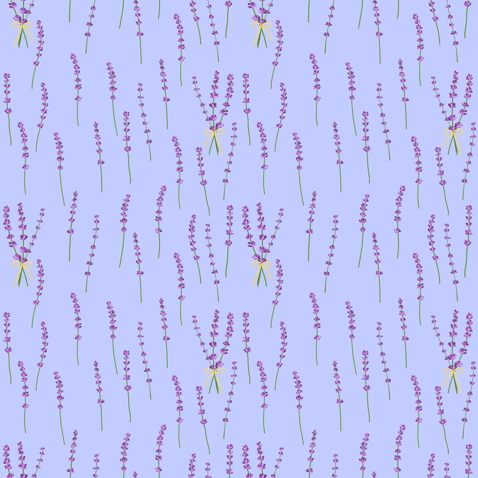 Seamless pattern lavender flowers pattern on a blue background.Floral vector pattern