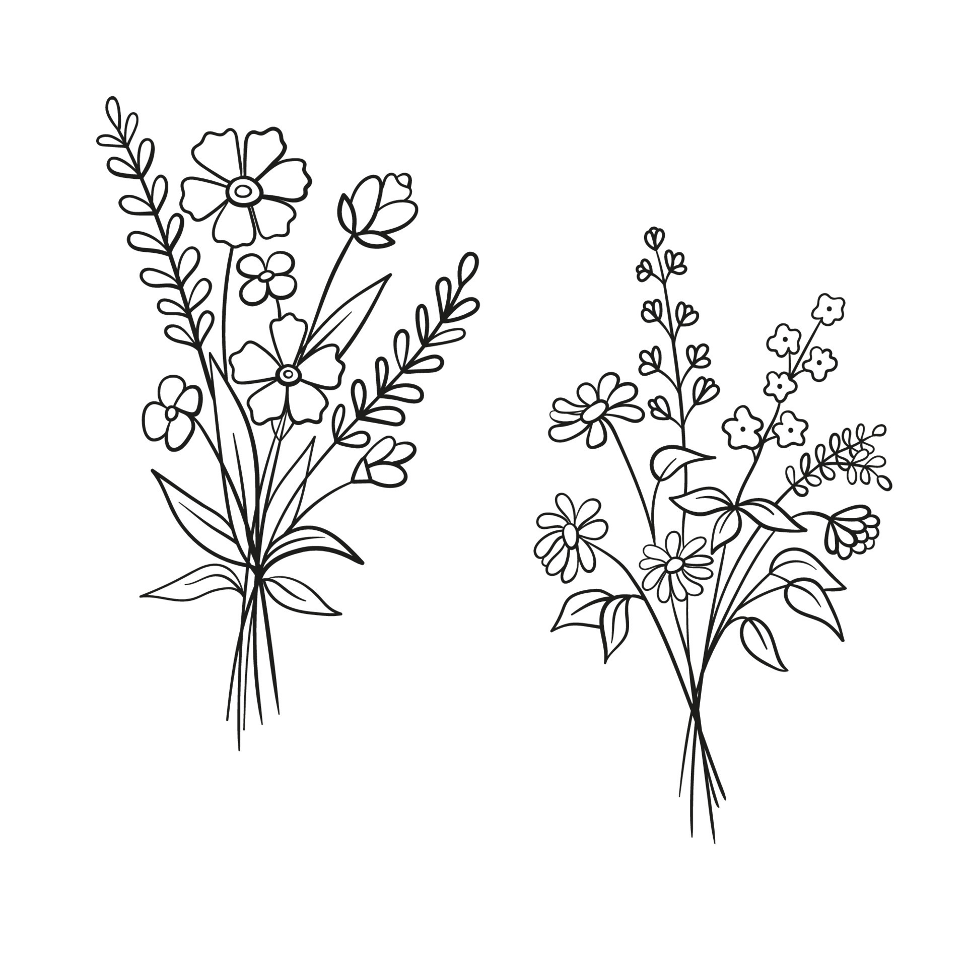 Vector Sketch Illustration Of Bouquet Of Flowers Set Of Wildflowers In vector-sketch-illustration-of-bouquet-of-flowers-set-of-wildflowers-in