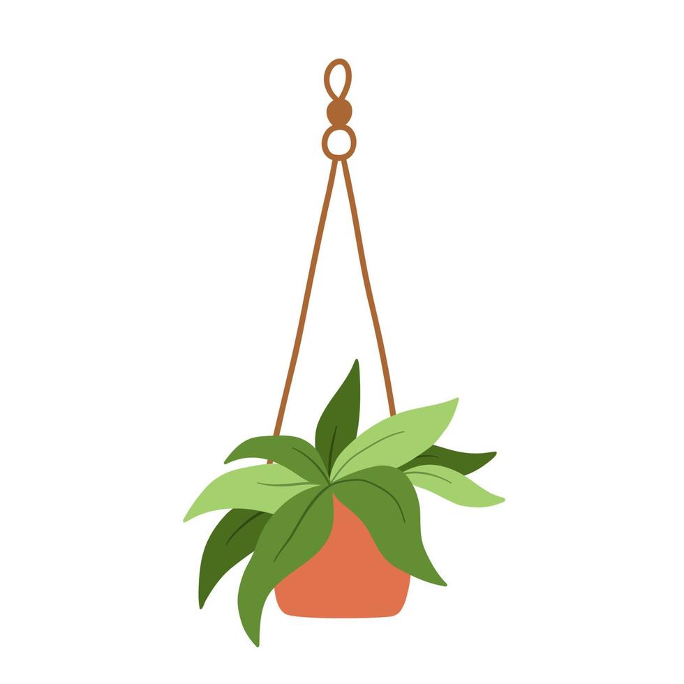 planta colgante en maceta en estilo plano aislado sobre fondo blanco vector