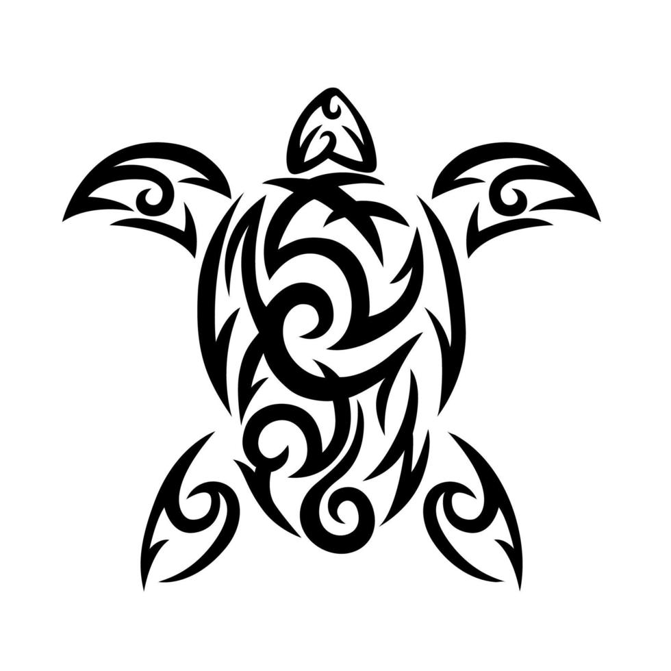 Sea turtle tribal. Maori ethnic style. Simbol or logo. Vector illustration isolated on white