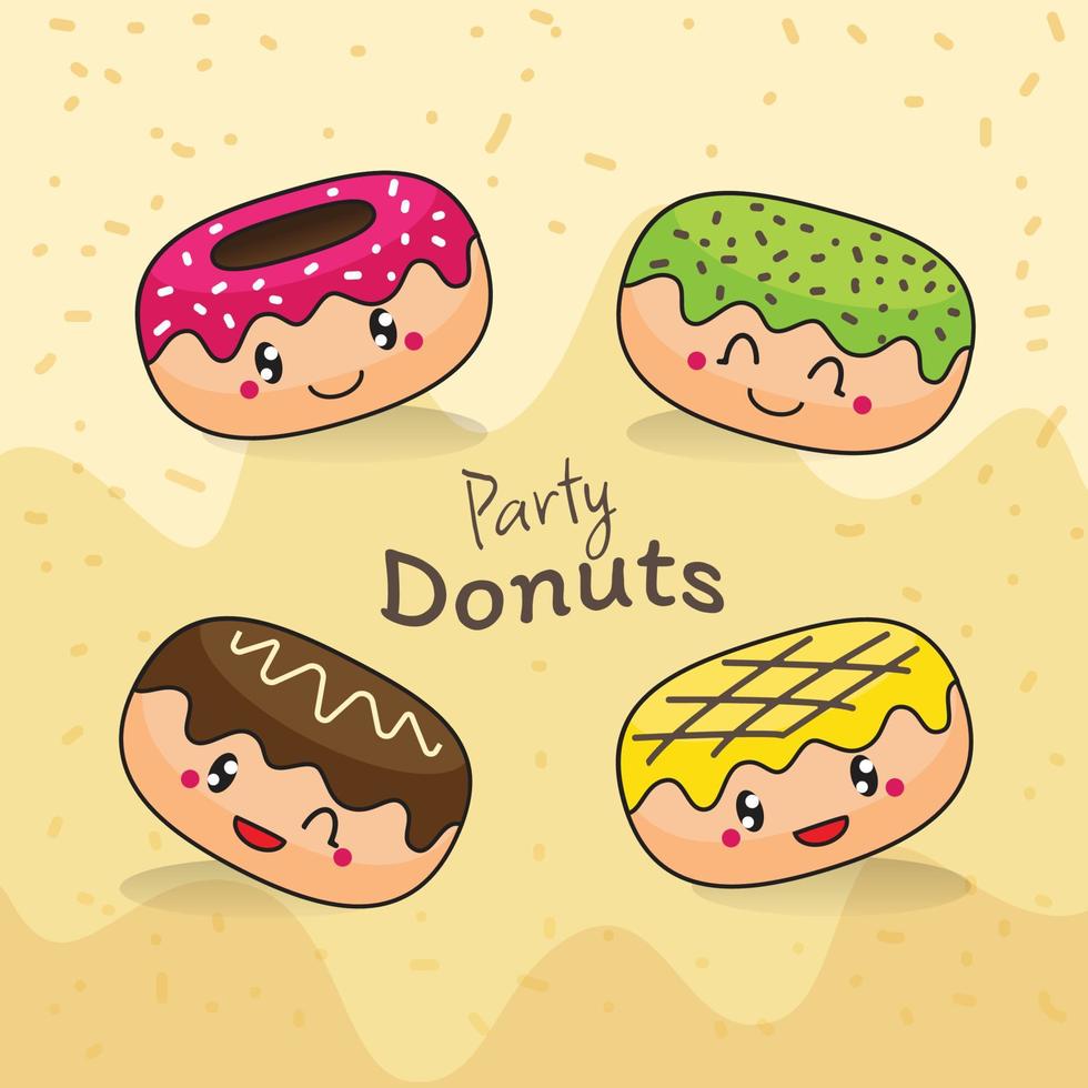 Donats Sweet Party Cute Illustration vector