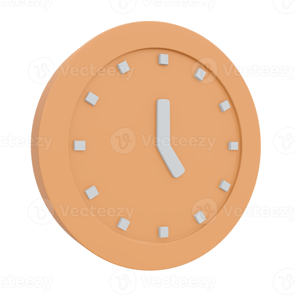 3D rendering clock time icon png