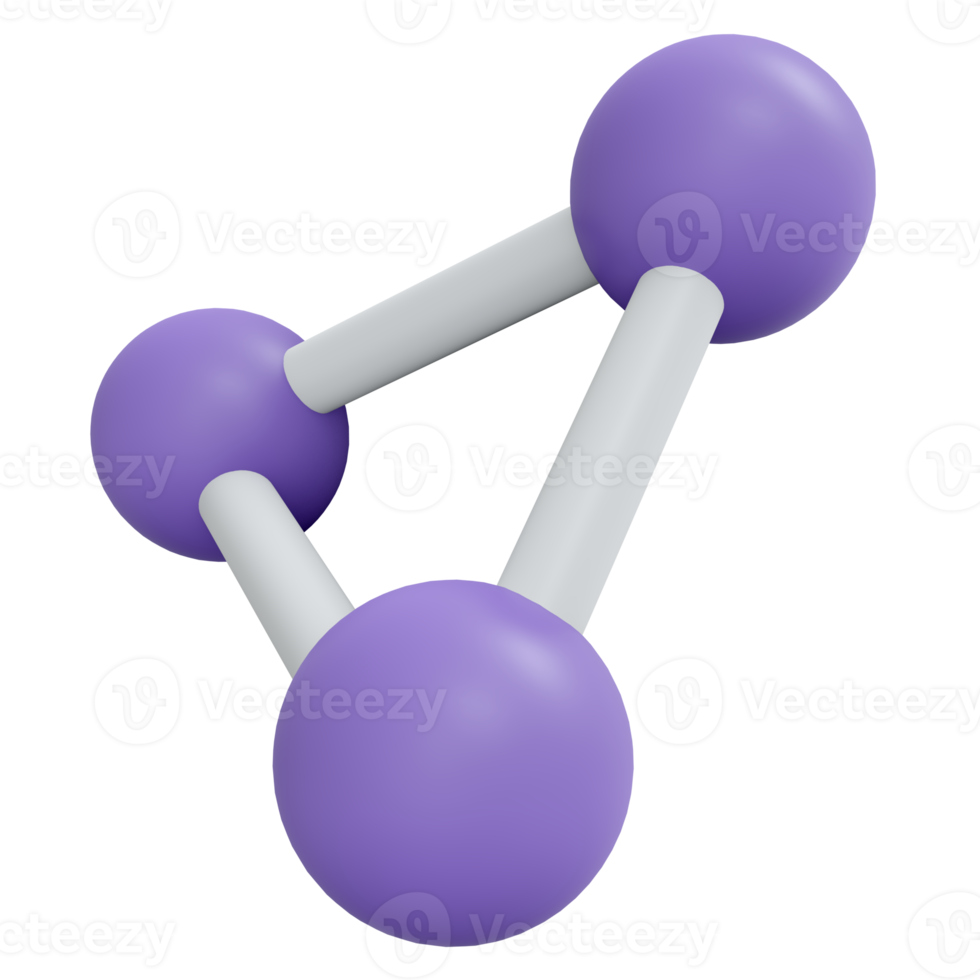 3D rendering of atom molecule icon png