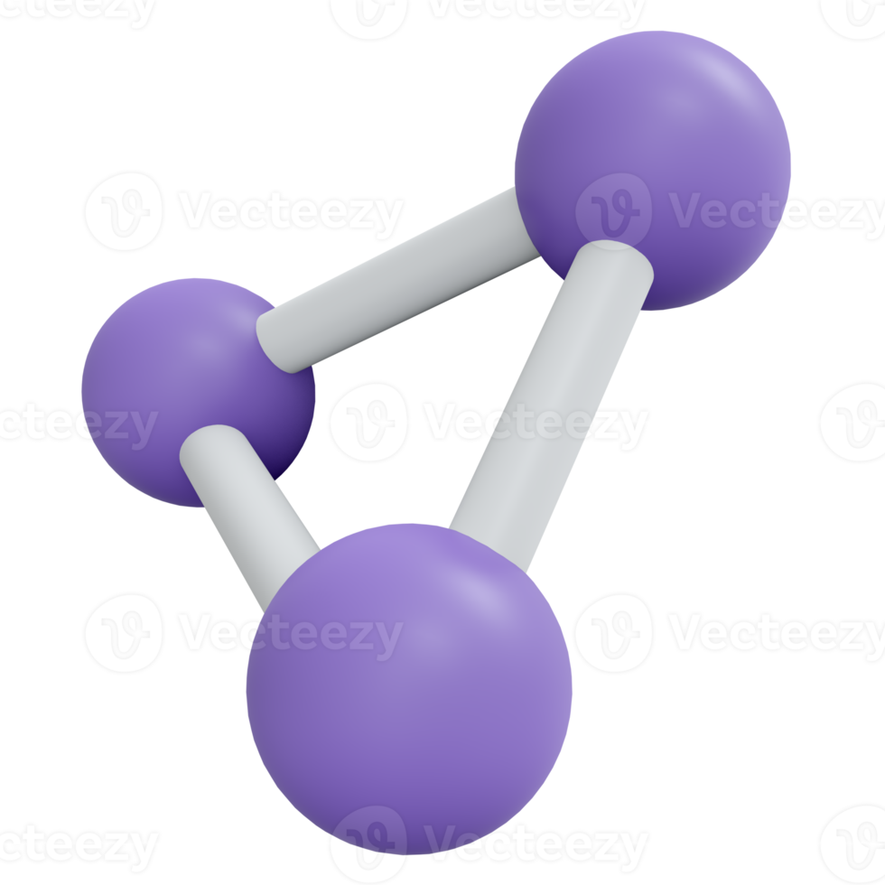 Representación 3D del icono de la molécula del átomo png